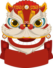 Chinese Dragon or Chinese Lion Dance Head Banner Cartoon
