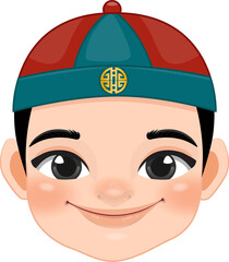 Chinese boy with ancient chinese hat cartoon character