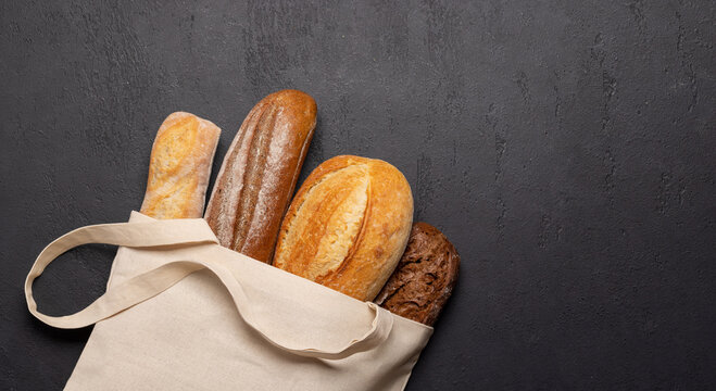 Fresh baked bread in bag