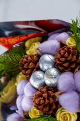 chocolate candy from box on white background close