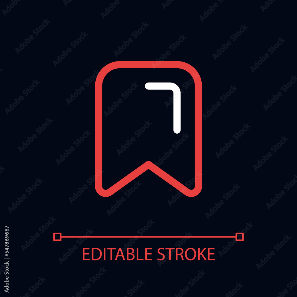 Poster marked content pixel perfect color linear ui icon for dark theme. bookmark for website pages. outlin