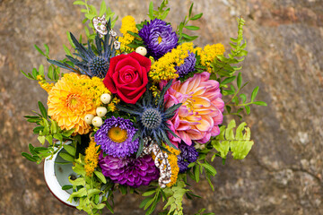 Autumn flower bouquet with dahlia