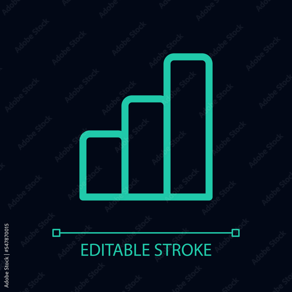 Poster bar chart pixel perfect color linear ui icon for dark theme. data visualization tool. outline isolat