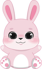 Obraz na płótnie Canvas Pink Rabbit Cartoon Character