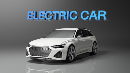Electric vehicle EV modern car. save ecology alternative energy sustainable of future 3D rendering