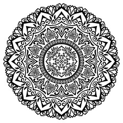 マンダラアート(線画、モノクロ、カリグラフィ、アジアン)