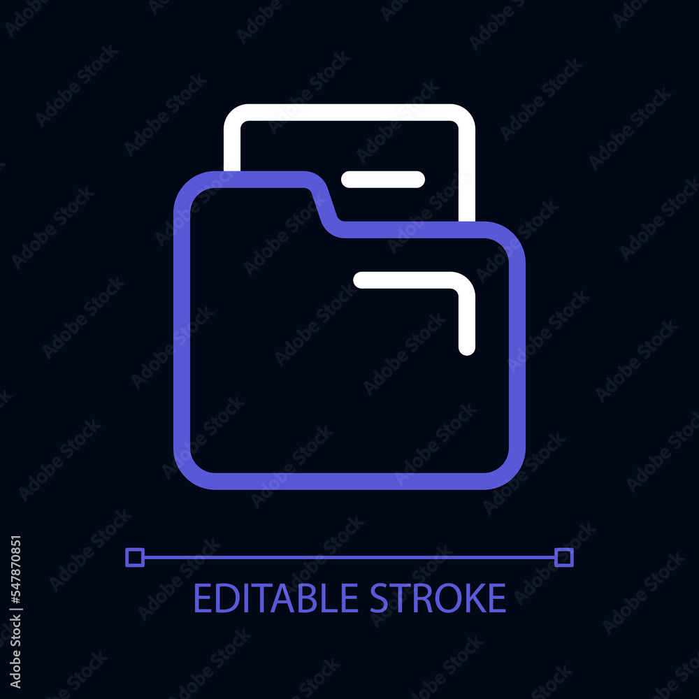 Poster document in folder pixel perfect color linear ui icon for dark theme. paperwork digitization. outlin