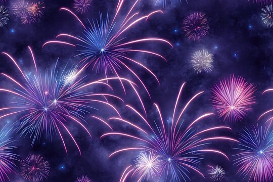 Fireworks in Night Sky Seamless Texture Pattern Tiled Repeatable Tessellation Background Image