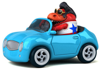 Fun 3D cartoon illustration of a Trex rocker