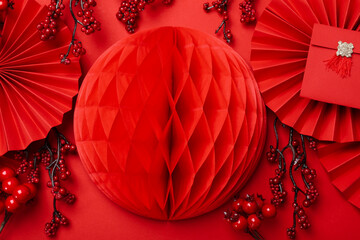 Concept of Happy Chinese new year, top view