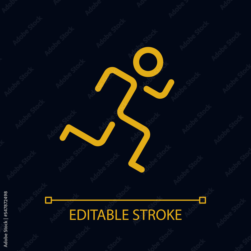 Poster running pixel perfect color linear ui icon for dark theme. active lifestyle. regular workout. outlin