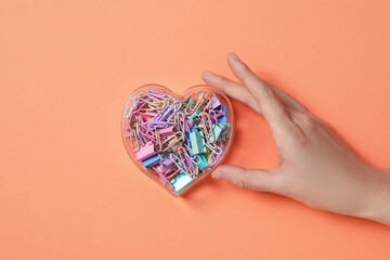 Concept of Valentine's day, heart, top view