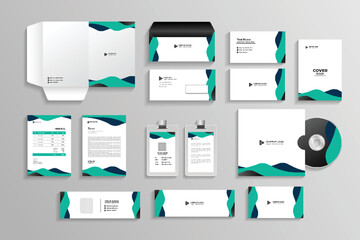 Corporate branding identity with office stationery items and objects Mockup set,Template for industrial or technical company - obrazy, fototapety, plakaty