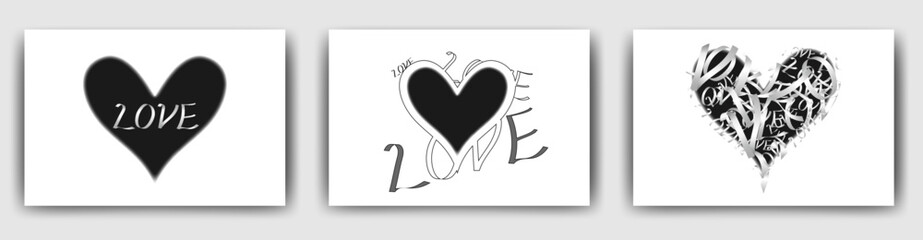バレンタインに使えそうな　LOVE文字切りぬきイラストベクターカードテンプレートセット/背景/壁紙/メッセージカード/postcard