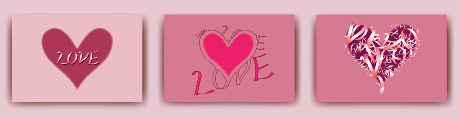 バレンタインに使えそうな　LOVE文字切りぬきイラストベクターカードテンプレートセット/背景/壁紙/メッセージカード/postcard