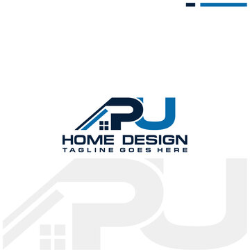 P U initial home or real estate logo vector design