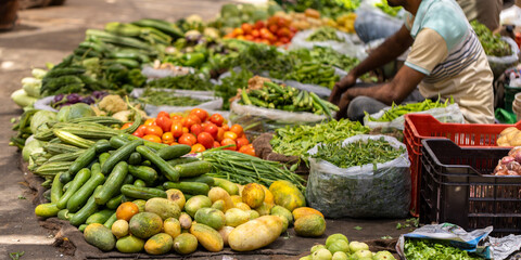 Assorted vegetables in an Indian market