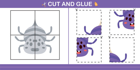 cut and glue insect education paper game for kindergarten and preschool cut and glue game for kids