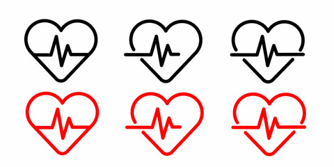 Heartbeat pattern icon illustration set. Stock vector