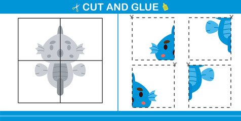 cut and glue animal education paper game for kindergarten and preschool cut and glue game for kids