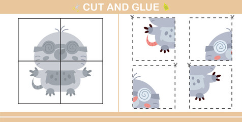 cut and glue animal education paper game for kindergarten and preschool cut and glue game for kids