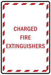 Fototapeta premium Fire emergency charged extinguisher sign and label
