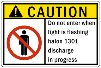 Fire emergency Do not enter when light is flashing halon 1301 discharge in progress