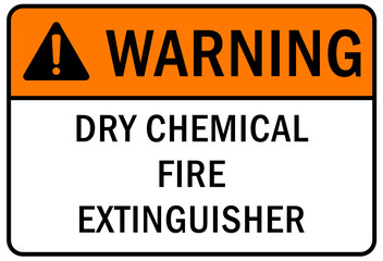 Fire emergency dry chemical fire extinguisher sign and label