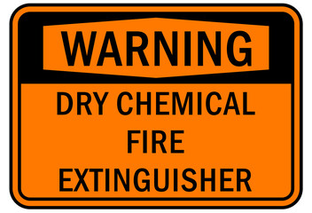 Fire emergency dry chemical fire extinguisher sign and label