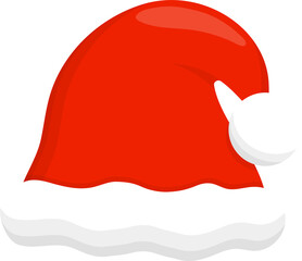 Red santa hat, christmas or new year, vector cartoon style, symbol icon illustration