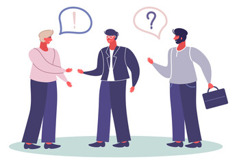 Discussion vector man share idea flat illustration