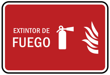Fire emergency fire extinguisher sign  and label spanish extintor