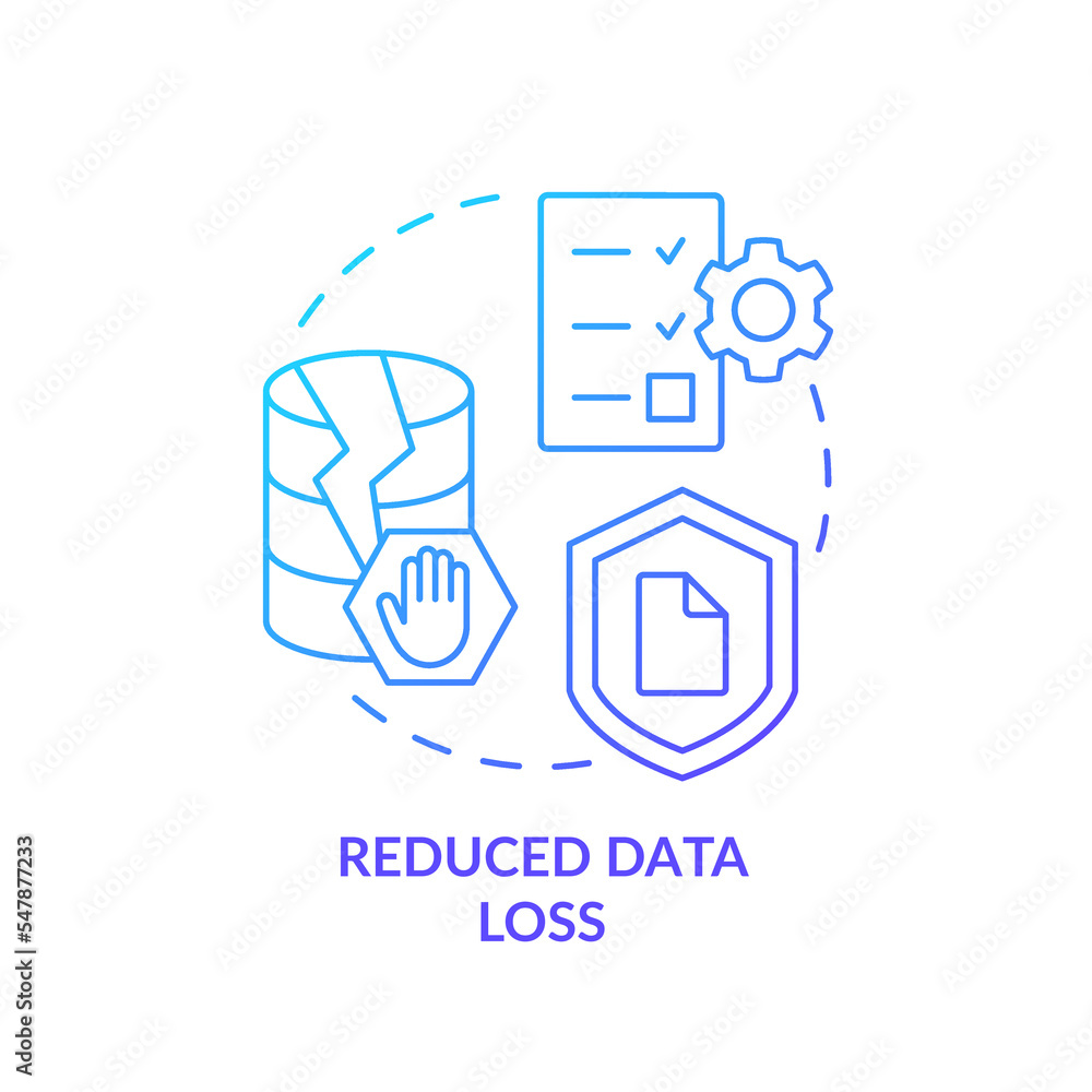 Aufkleber reduced data loss blue gradient concept icon. improve information storage safety. prevent corrupted 