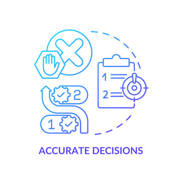Accurate decisions blue gradient concept icon. Information governance. Data management strategy abstract idea thin line illustration. Isolated outline drawing. Myriad Pro-Bold font used