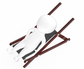 3d white character resting on a furniture