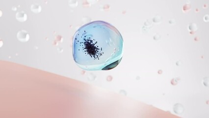 Animation cleansing foam, absorbing dirty skin. Water deep cleaning, concept skin care cosmetics solution. The cleansing foam absorbs skin molecular level. cleanings 3d rendering.