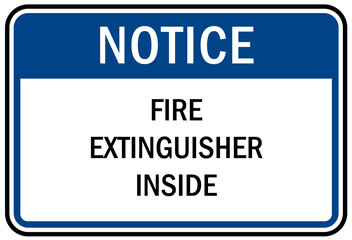 Fire extinguisher inside sign and label