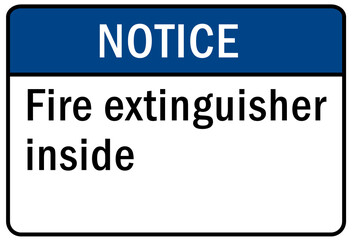 Fire extinguisher inside sign and label