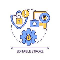 Antivirus scanner concept icon. Removal tools. Find malwares. Computer cleaner. Device security abstract idea thin line illustration. Isolated outline drawing. Editable stroke. Arial font used