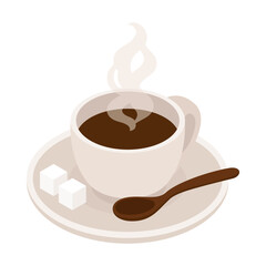 Coffee Cup Isometric Composition