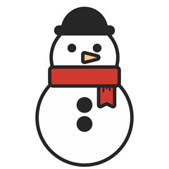 Cartoon Snowman Illustration. Christmas, New Year and Winter season greeting concept.