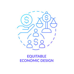 Equitable economic design blue gradient concept icon. Social justice. Characteristic of inclusive economy abstract idea thin line illustration. Isolated outline drawing. Myriad Pro-Bold font used