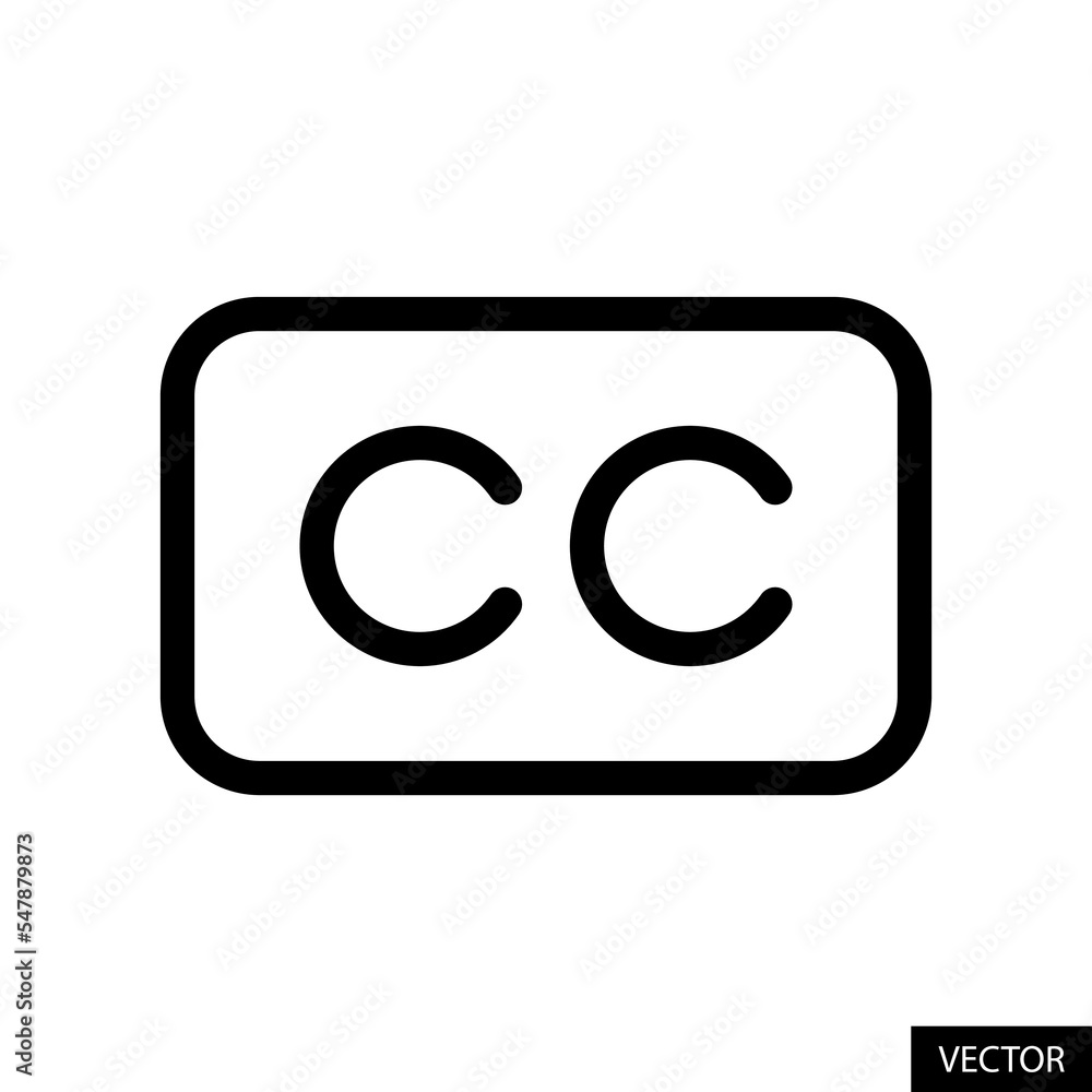 Poster cc or closed captioning symbol vector icon in line style design for website design, app, ui, isolate