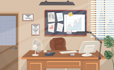 Boss office cabinet vector flat interior design