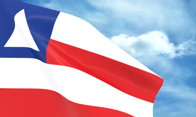 Waving Bahia flag against blue sky. 3D render