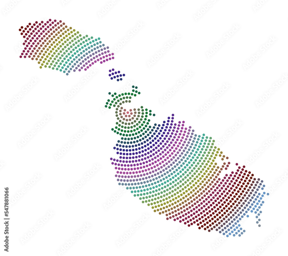 Poster malta dotted map. digital style shape of malta. tech icon of the island with gradiented dots. elegan