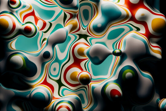 3D render of colorful bubbling liquid