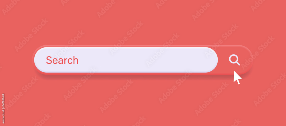 Poster search bar frame with magnifier icon, search boxes template for web page internet browser in 3d