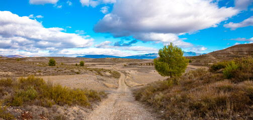 Panorama  desertic landscape view in countryside- Aragon in Spain © M.studio