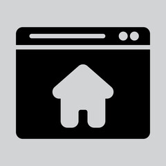 Home page icon in solid style about browser, use for website mobile app presentation